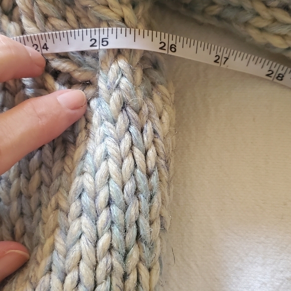 Vintage Handmade Pure Wool Blue Lined Heavy Knit Button-Down Sz. XL Coat - Picture 5 of 12